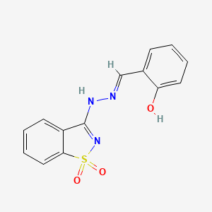 2-{(E)-[2-(1,1-dioxido-1,2-benzothiazol-3-yl)hydrazinylidene]methyl}phenol