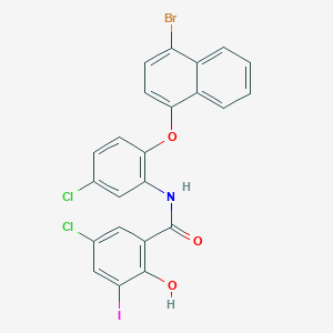 N-{2-[(4-bromonaphthalen-1-yl)oxy]-5-chlorophenyl}-5-chloro-2-hydroxy-3-iodobenzamide