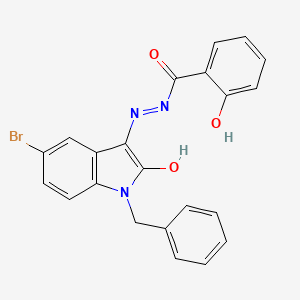 molecular formula C22H16BrN3O3 B11710061 N'-[(3E)-1-Benzyl-5-bromo-2-oxo-2,3-dihydro-1H-indol-3-ylidene]-2-hydroxybenzohydrazide 