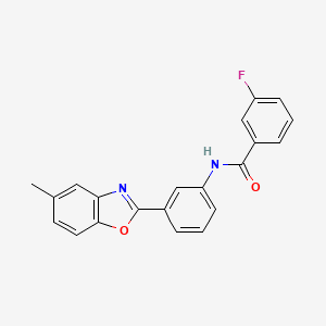 3-fluoro-N-[3-(5-methyl-1,3-benzoxazol-2-yl)phenyl]benzamide