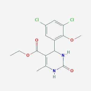 molecular formula C15H16Cl2N2O4 B11710131 Ethyl 4-(3,5-dichloro-2-methoxyphenyl)-6-methyl-2-oxo-1,2,3,4-tetrahydropyrimidine-5-carboxylate 