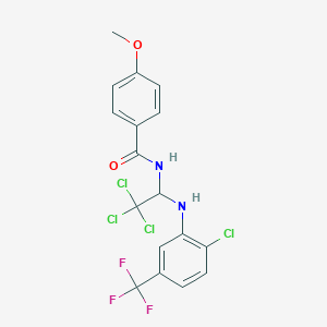 molecular formula C17H13Cl4F3N2O2 B11710156 4-methoxy-N-(2,2,2-trichloro-1-{[2-chloro-5-(trifluoromethyl)phenyl]amino}ethyl)benzamide 