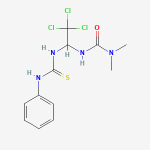 molecular formula C12H15Cl3N4OS B11710197 N'-{1-[(anilinocarbothioyl)amino]-2,2,2-trichloroethyl}-N,N-dimethylurea 