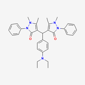 molecular formula C33H37N5O2 B11710258 4,4'-{[4-(diethylamino)phenyl]methanediyl}bis(1,5-dimethyl-2-phenyl-1,2-dihydro-3H-pyrazol-3-one) 