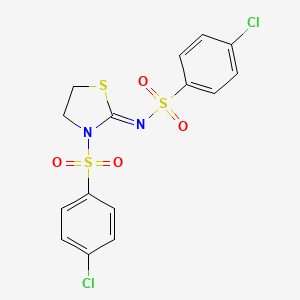 4-chloro-N-{(2Z)-3-[(4-chlorophenyl)sulfonyl]-1,3-thiazolidin-2-ylidene}benzenesulfonamide