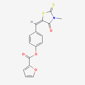 4-[(E)-(3-methyl-4-oxo-2-thioxo-1,3-thiazolidin-5-ylidene)methyl]phenyl furan-2-carboxylate