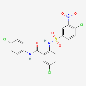 molecular formula C19H12Cl3N3O5S B11710403 5-Chloro-2-(((4-chloro-3-nitrophenyl)sulfonyl)amino)-N-(4-chlorophenyl)benzamide CAS No. 136402-17-0