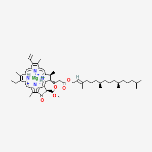 Magnesium;methyl (3R,21S,22S)-16-ethenyl-11-ethyl-12,17,21,26-tetramethyl-4-oxo-22-[3-oxo-3-[(E,7R,11R)-3,7,11,15-tetramethylhexadec-2-enoxy]propyl]-23,25-diazonia-7,24-diazanidahexacyclo[18.2.1.15,8.110,13.115,18.02,6]hexacosa-1(23),2(6),5(26),8,10(25),11,13,15,17,19-decaene-3-carboxylate