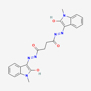 molecular formula C22H20N6O4 B11710544 N'~1~-[(3E)-1-methyl-2-oxo-1,2-dihydro-3H-indol-3-ylidene]-N'~4~-[(3Z)-1-methyl-2-oxo-1,2-dihydro-3H-indol-3-ylidene]butanedihydrazide 