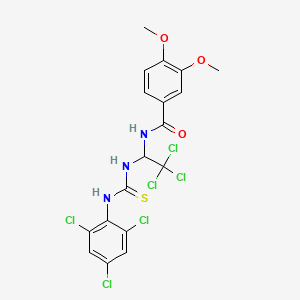 3,4-Dimethoxy-N-(2,2,2-trichloro-1-{[(2,4,6-trichlorophenyl)carbamothioyl]amino}ethyl)benzamide