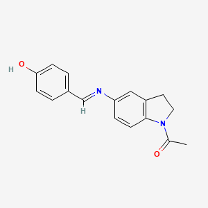 1-(5-{[(E)-(4-hydroxyphenyl)methylidene]amino}-2,3-dihydro-1H-indol-1-yl)ethanone