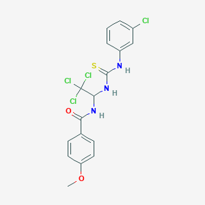 4-Methoxy-N-(2,2,2-trichloro-1-(3-(3-chloro-phenyl)-thioureido)-ethyl)-benzamide