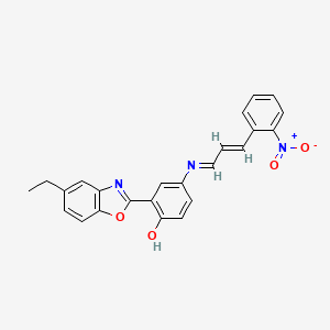 molecular formula C24H19N3O4 B11710718 2-(5-ethyl-1,3-benzoxazol-2-yl)-4-{[(1Z,2E)-3-(2-nitrophenyl)prop-2-en-1-ylidene]amino}phenol 