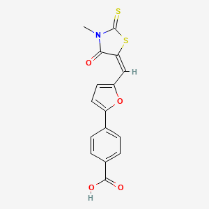 4-{5-[(E)-(3-methyl-4-oxo-2-thioxo-1,3-thiazolidin-5-ylidene)methyl]furan-2-yl}benzoic acid