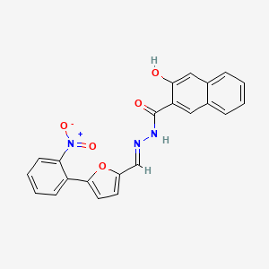 molecular formula C22H15N3O5 B11710806 3-hydroxy-N'-{(E)-[5-(2-nitrophenyl)-2-furyl]methylidene}-2-naphthohydrazide 