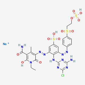 Sodium;4-[(4-amino-6-chloro-1,3,5-triazin-2-yl)amino]-3-[(5-carbamoyl-1-ethyl-6-hydroxy-4-methyl-2-oxopyridin-3-yl)diazenyl]-5-[[4-(2-sulfooxyethylsulfonyl)phenyl]diazenyl]benzenesulfonic acid