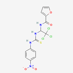 molecular formula C14H11Cl3N4O4S B11710815 N-[2,2,2-trichloro-1-({[(4-nitrophenyl)amino]carbonothioyl}amino)ethyl]-2-furamide 