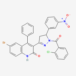 6-bromo-3-{1-[(2-chlorophenyl)carbonyl]-5-(3-nitrophenyl)-4,5-dihydro-1H-pyrazol-3-yl}-4-phenylquinolin-2(1H)-one