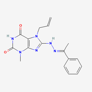 3-methyl-8-[(2E)-2-(1-phenylethylidene)hydrazinyl]-7-(prop-2-en-1-yl)-3,7-dihydro-1H-purine-2,6-dione