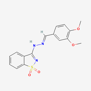 molecular formula C16H15N3O4S B11710945 3,4-Dimethoxybenzaldehyde (1,1-dioxido-1,2-benzisothiazol-3-yl)hydrazone 