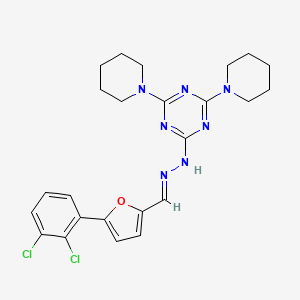 2-[(2E)-2-{[5-(2,3-dichlorophenyl)furan-2-yl]methylidene}hydrazinyl]-4,6-di(piperidin-1-yl)-1,3,5-triazine