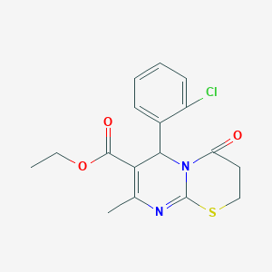 ethyl 6-(2-chlorophenyl)-8-methyl-4-oxo-2H,3H,4H,6H-pyrimido[2,1-b][1,3]thiazine-7-carboxylate