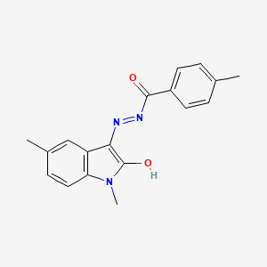 N'-[(3Z)-1,5-dimethyl-2-oxo-1,2-dihydro-3H-indol-3-ylidene]-4-methylbenzohydrazide