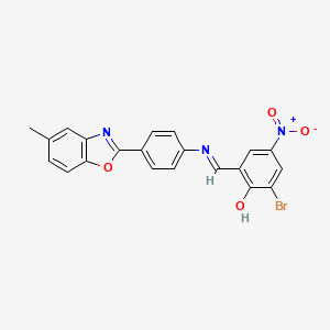 2-Bromo-6-[(Z)-{[4-(5-methyl-1,3-benzoxazol-2-YL)phenyl]imino}methyl]-4-nitrophenol