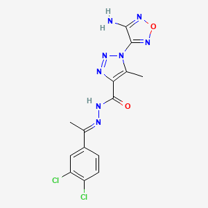 1-(4-amino-1,2,5-oxadiazol-3-yl)-N'-[(1E)-1-(3,4-dichlorophenyl)ethylidene]-5-methyl-1H-1,2,3-triazole-4-carbohydrazide