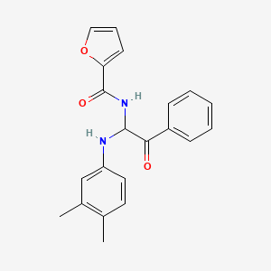 molecular formula C21H20N2O3 B11710989 N-{1-[(3,4-dimethylphenyl)amino]-2-oxo-2-phenylethyl}furan-2-carboxamide 