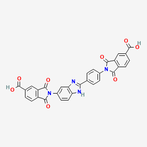 molecular formula C31H16N4O8 B11710994 2-{4-[5-(5-carboxy-1,3-dioxo-1,3-dihydro-2H-isoindol-2-yl)-1H-benzimidazol-2-yl]phenyl}-1,3-dioxo-2,3-dihydro-1H-isoindole-5-carboxylic acid 