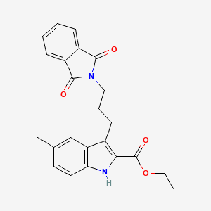 molecular formula C23H22N2O4 B11711000 3-[3-(1,3-Dioxo-1,3-dihydro-isoindol-2-yl)-propyl]-5-methyl-1H-indole-2-carboxylic acid ethyl ester 