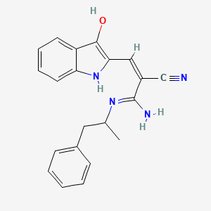 2-Propenenitrile, 3-amino-2-((1,3-dihydro-3-oxo-2H-indol-2-ylidene)methyl)-3-((1-methyl-2-phenylethyl)amino)-