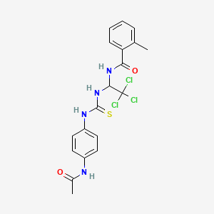 molecular formula C19H19Cl3N4O2S B11711063 N-[1-({[4-(acetylamino)phenyl]carbamothioyl}amino)-2,2,2-trichloroethyl]-2-methylbenzamide 