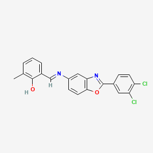 2-[(E)-{[2-(3,4-dichlorophenyl)-1,3-benzoxazol-5-yl]imino}methyl]-6-methylphenol