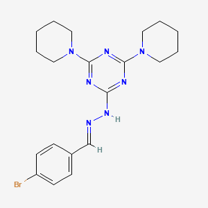 molecular formula C20H26BrN7 B11711120 2-[(2E)-2-(4-bromobenzylidene)hydrazinyl]-4,6-di(piperidin-1-yl)-1,3,5-triazine 