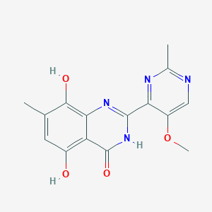 4(1h)-Quinazolinone,5,8-dihydroxy-2-(5-methoxy-2-methyl-4-pyrimidinyl)-7-methyl-