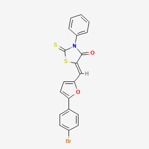 molecular formula C20H12BrNO2S2 B11711161 (5Z)-5-{[5-(4-Bromophenyl)furan-2-YL]methylidene}-3-phenyl-2-sulfanylidene-1,3-thiazolidin-4-one 