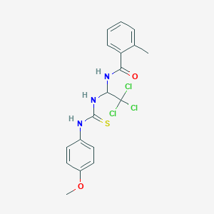 molecular formula C18H18Cl3N3O2S B11711166 2-methyl-N-(2,2,2-trichloro-1-{[(4-methoxyphenyl)carbamothioyl]amino}ethyl)benzamide 