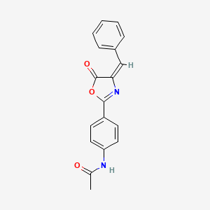 molecular formula C18H14N2O3 B11711229 N-{4-[(4E)-4-benzylidene-5-oxo-4,5-dihydro-1,3-oxazol-2-yl]phenyl}acetamide 