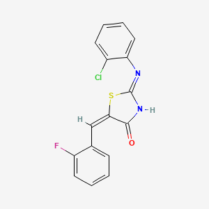 molecular formula C16H10ClFN2OS B11711230 (2E,5E)-2-[(2-chlorophenyl)imino]-5-(2-fluorobenzylidene)-1,3-thiazolidin-4-one 