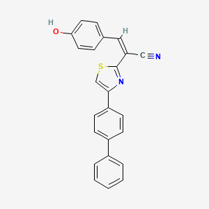 molecular formula C24H16N2OS B11711272 (2Z)-2-(4-{[1,1'-Biphenyl]-4-YL}-1,3-thiazol-2-YL)-3-(4-hydroxyphenyl)prop-2-enenitrile 