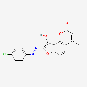 molecular formula C18H11ClN2O4 B11711278 (8Z)-8-[2-(4-chlorophenyl)hydrazinylidene]-4-methyl-2H-furo[2,3-h]chromene-2,9(8H)-dione 