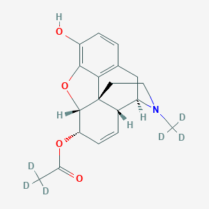 molecular formula C19H21NO4 B117113 (5alpha,6alpha)-7,8-Didehydro-4,5-epoxy-17-(methyl-d3)-morphinan-3,6-diol6-(acetate-d3) CAS No. 152477-90-2