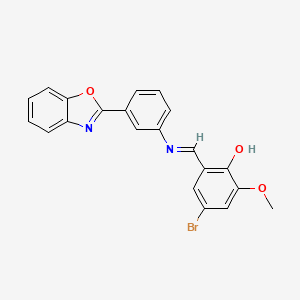 molecular formula C21H15BrN2O3 B11711339 2-[(E)-{[3-(1,3-benzoxazol-2-yl)phenyl]imino}methyl]-4-bromo-6-methoxyphenol 