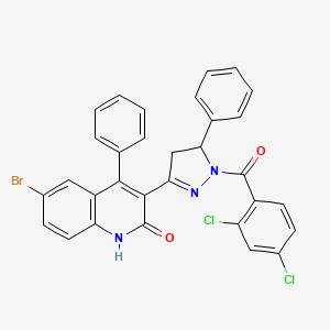 [3-(6-bromo-2-hydroxy-4-phenylquinolin-3-yl)-5-phenyl-4,5-dihydro-1H-pyrazol-1-yl](2,4-dichlorophenyl)methanone