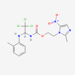 2-(2-methyl-5-nitroimidazol-1-yl)ethyl N-[2,2,2-trichloro-1-(2-methylanilino)ethyl]carbamate