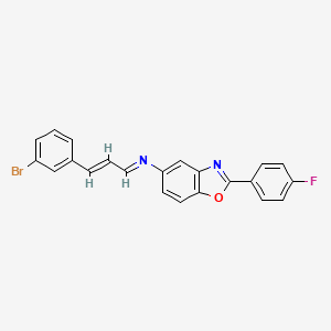 molecular formula C22H14BrFN2O B11711376 N-[(1E,2E)-3-(3-bromophenyl)prop-2-en-1-ylidene]-2-(4-fluorophenyl)-1,3-benzoxazol-5-amine 