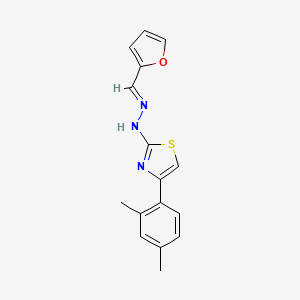 molecular formula C16H15N3OS B11711387 N-[4-(2,4-Dimethyl-phenyl)-thiazol-2-yl]-N'-furan-2-ylmethylene-hydrazine 