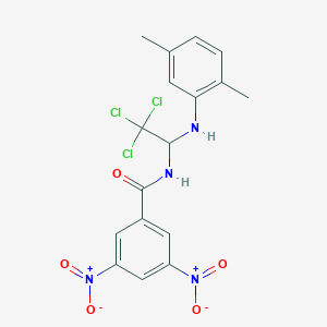 molecular formula C17H15Cl3N4O5 B11711426 3,5-dinitro-N-{2,2,2-trichloro-1-[(2,5-dimethylphenyl)amino]ethyl}benzamide 